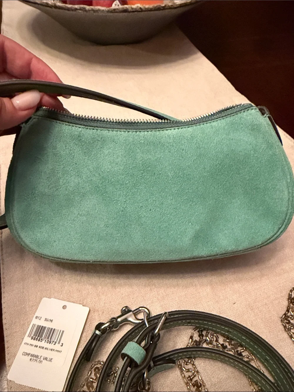 Coach Ashton Baby Blue Suede Crossbody Bag with Buckle Front - Picture 3 of 7